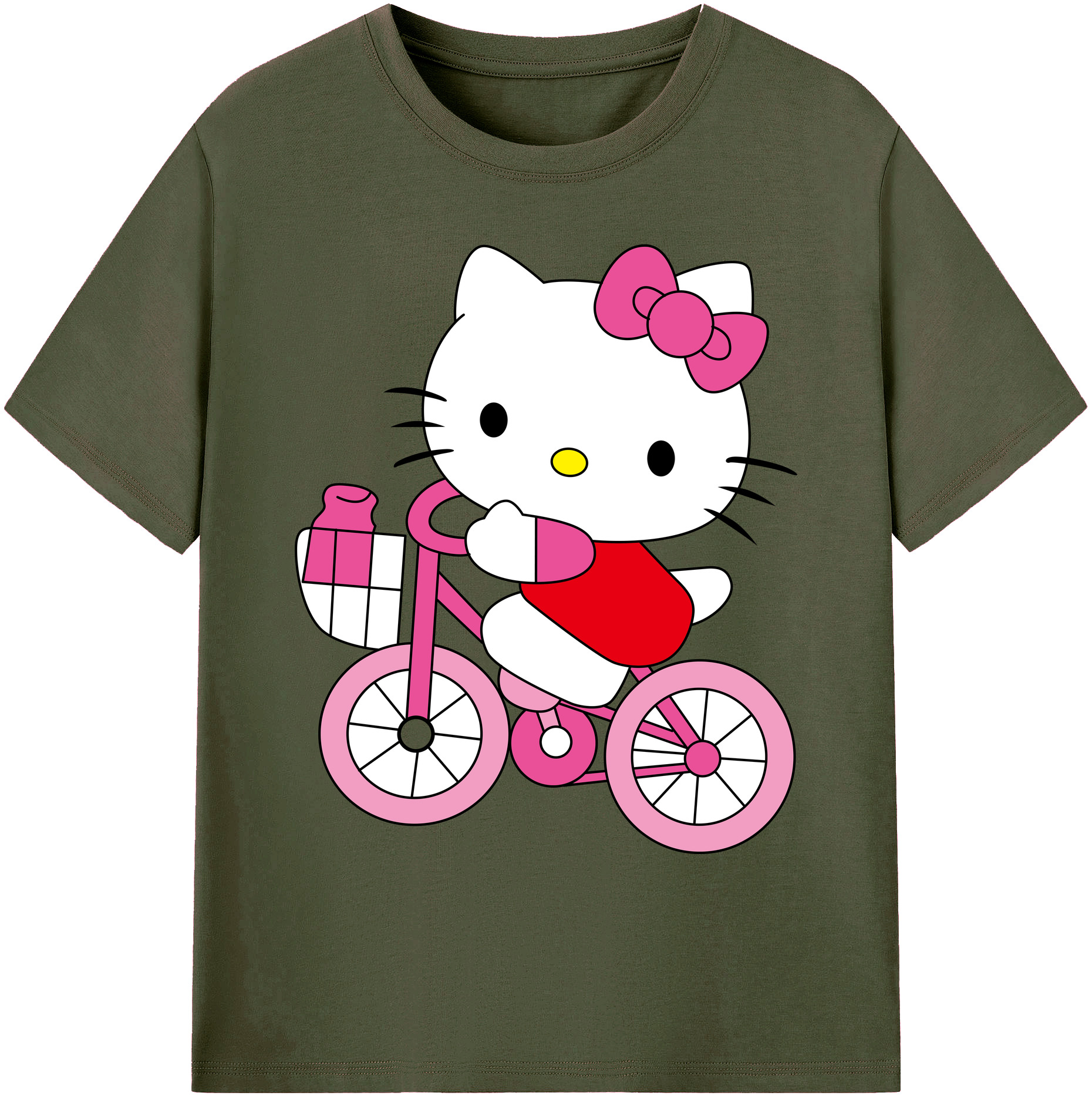 （画像用） Hello Kitty ハローキティ 綿100％ メンズ半袖Tシャツ｜肌触りやわらか＆通気性